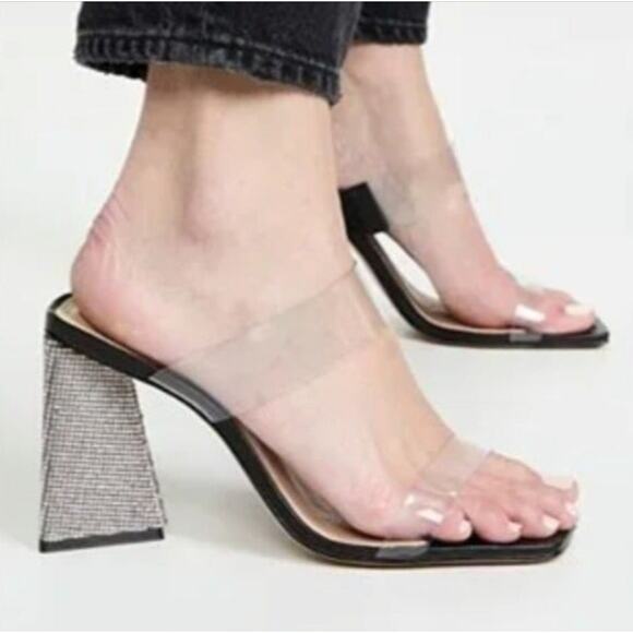 Schutz Ariellen Vinyl Crystal Embellished Heels Sz 8.5B - Picture 1 of 9